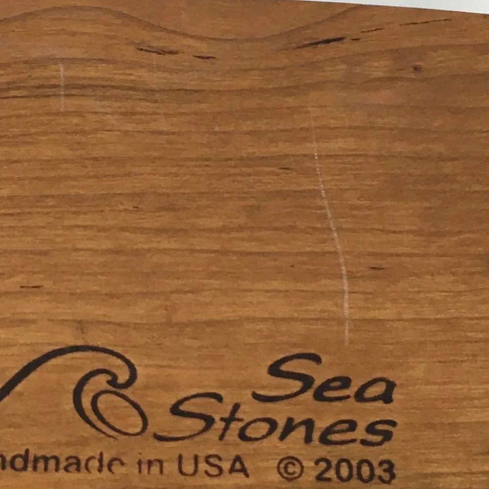 Sea Stones Coast Hook Natural Stone Coat Towel Hook on Cherry Wood Backplate